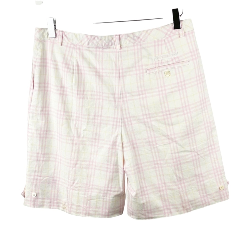Burberry Pink White Tartan Plaid Bermuda Golf Shorts High Rise Size 8 - Picture 2 of 8